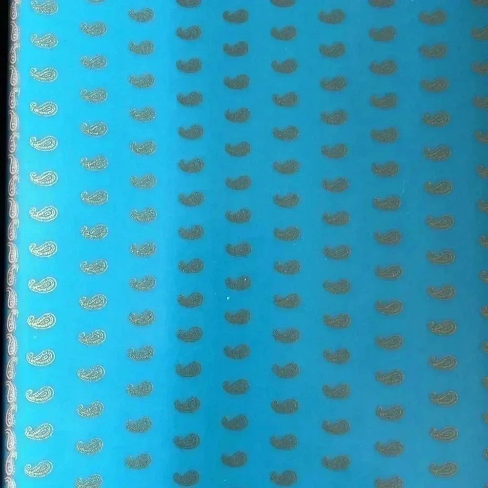 William Sonoma Turquoise with Gold-Tone Paisley Print on and around Edges